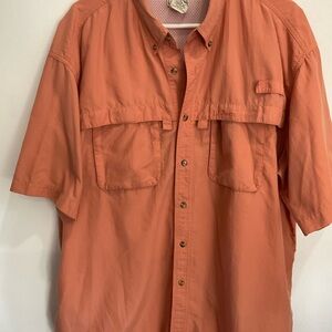 L.L. Bean Burnt Orange Button-Down Vented Outdoor Shirt XLG Tall